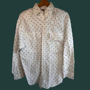 Vintage Ilio Geometric Button Down Blouse w/ Shoulder Pads